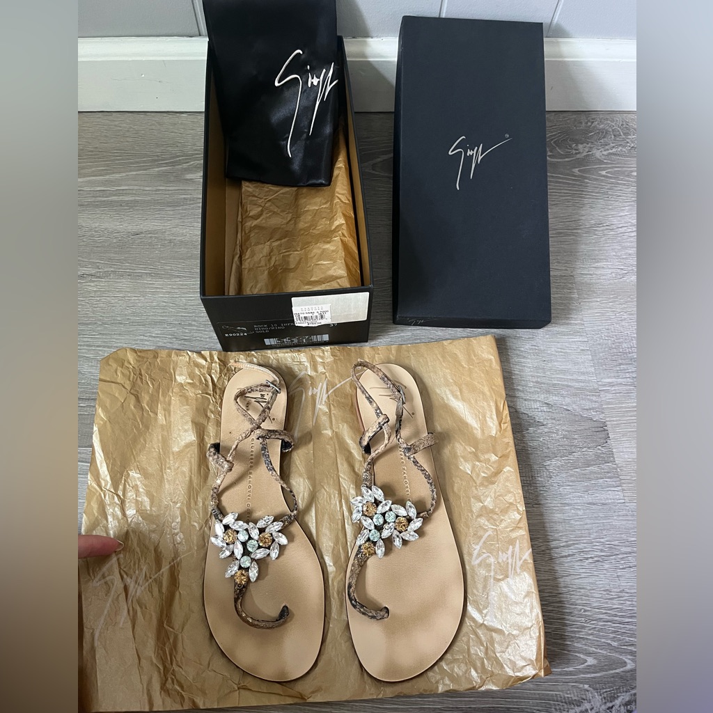 Giuseppe Zanotti Crystal Sandals Size 37 Bought In 2003 Barneys Ny